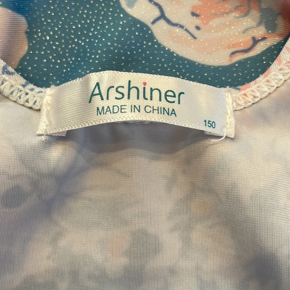 Girls Long-Sleeve Shabby Chic Blue Gymnastics Leotard Dance Leotard - Size 150